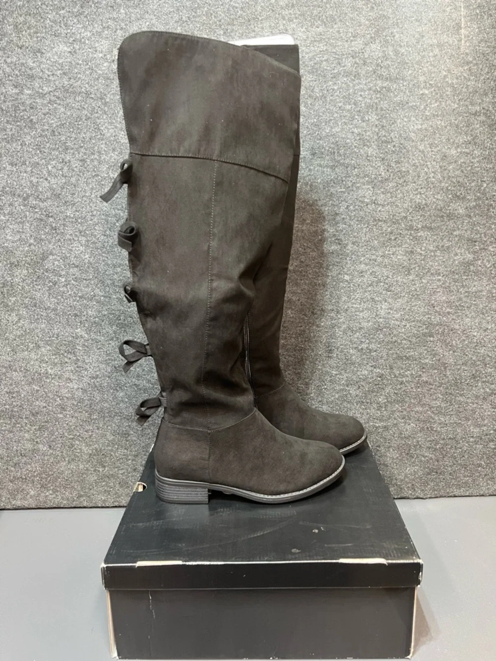 Torrid Bow Back OTK Boot - Faux Suede Black Size 9.5 WW